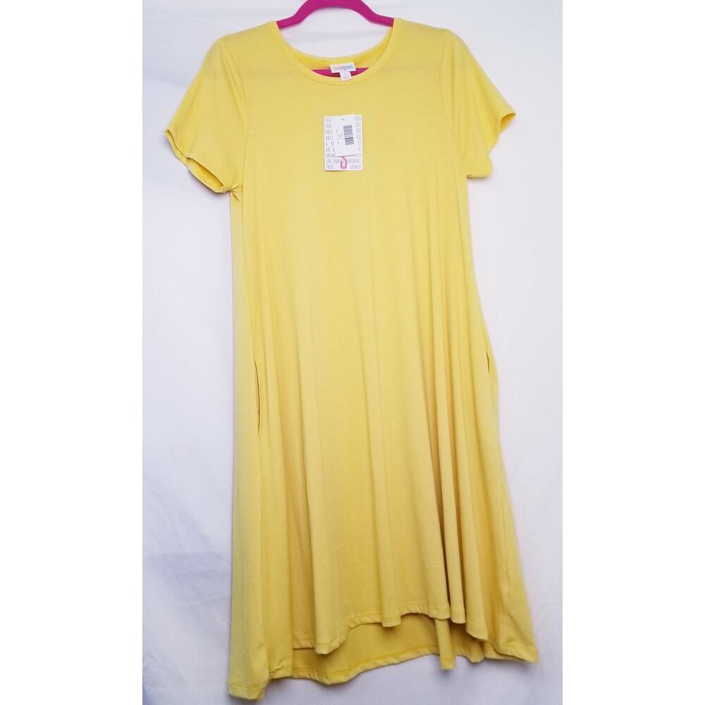 NWT's -LuLaRoe Jessie Dress w/Pockets Round Neck Hi-Low Hem Color Yellow Size S
